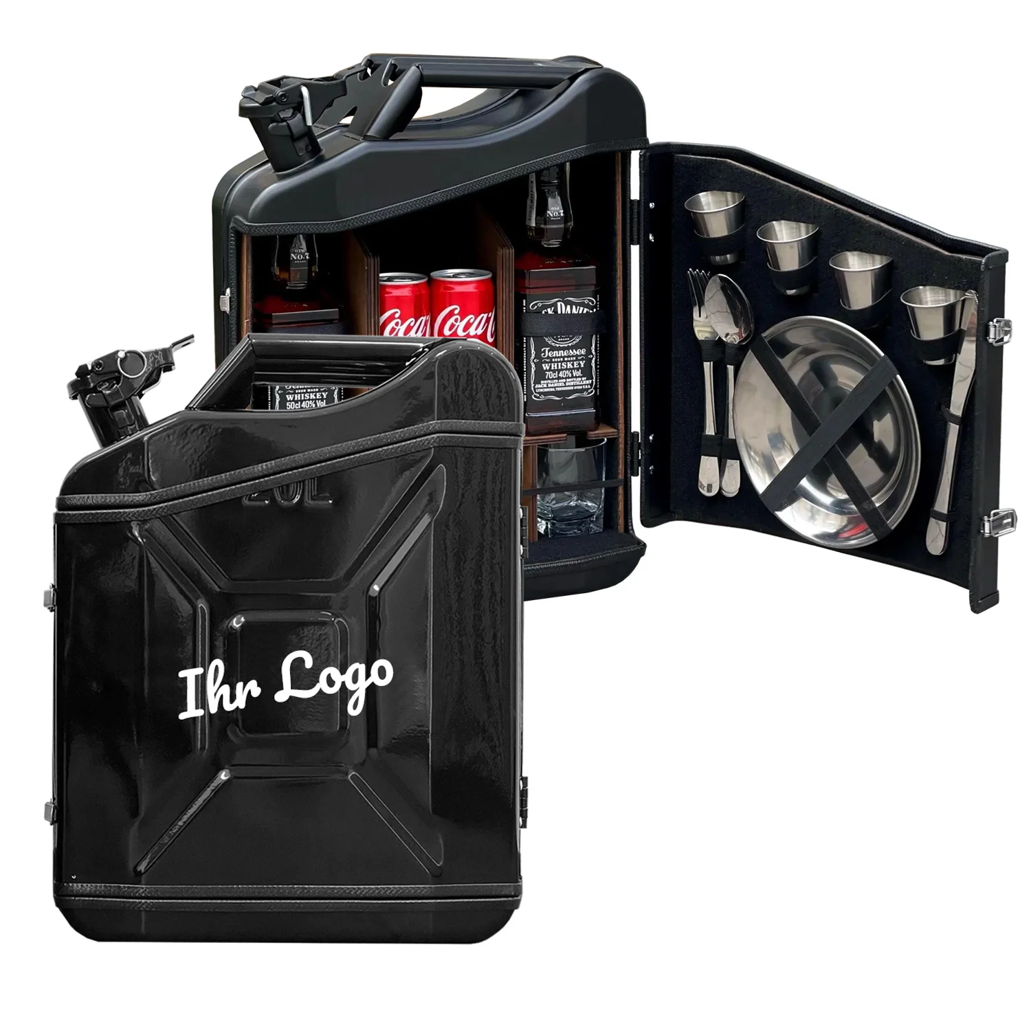 Kanisterbar 20 L mit Ihrem Logo Figur Tür