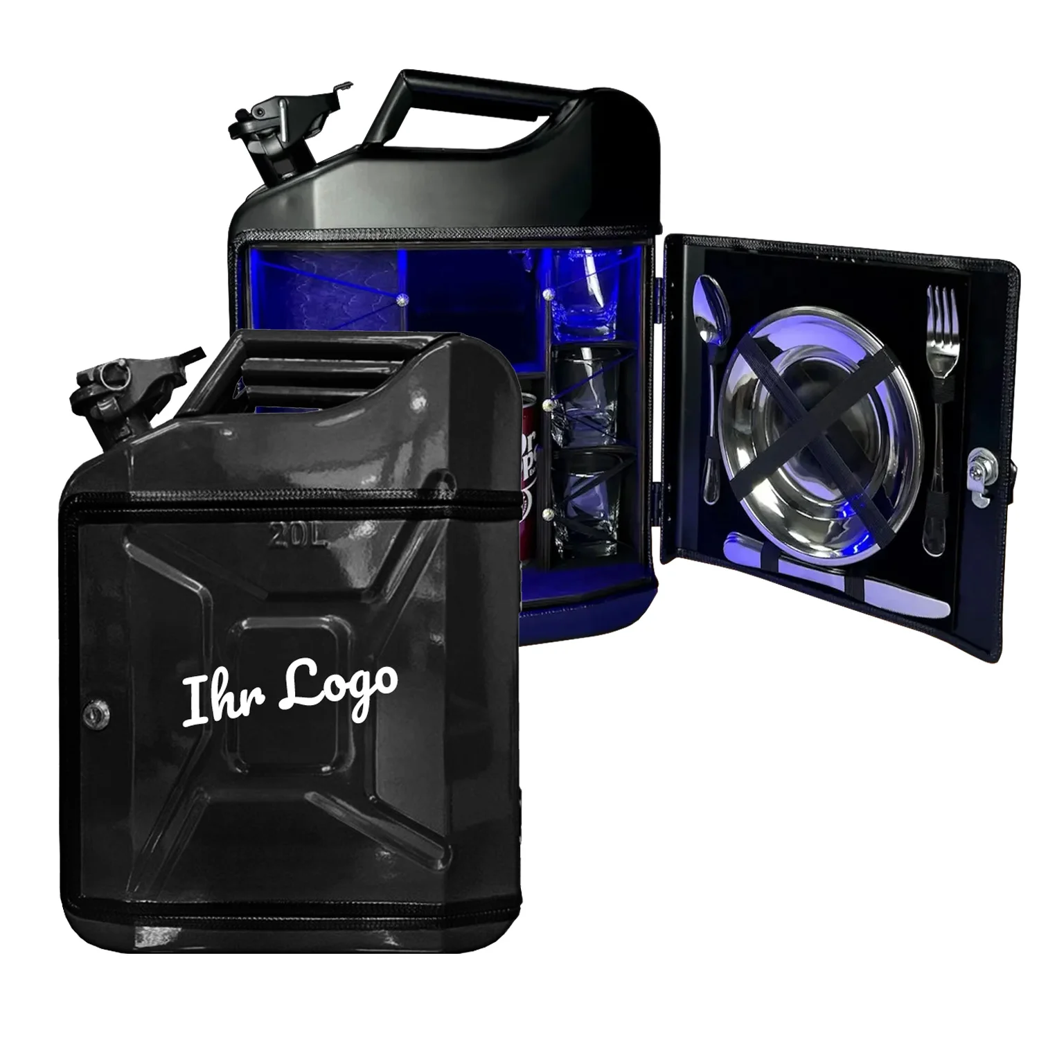 Kanisterbar 20 L mit Ihrem Logo Klassische Tür