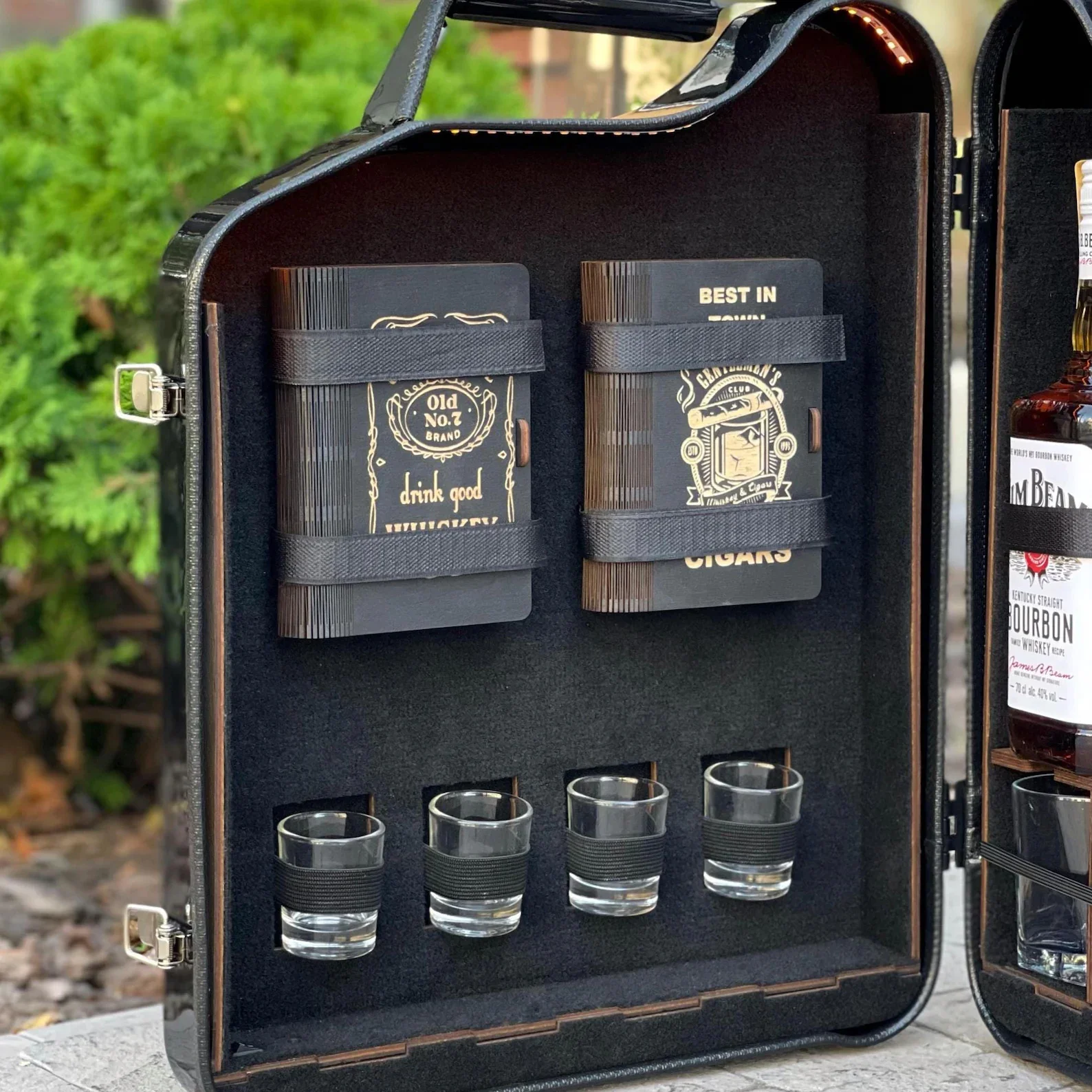Kanisterbar Minibar 20 L Jim Bean mit Zigarren Box Halb Tür – Bild 2