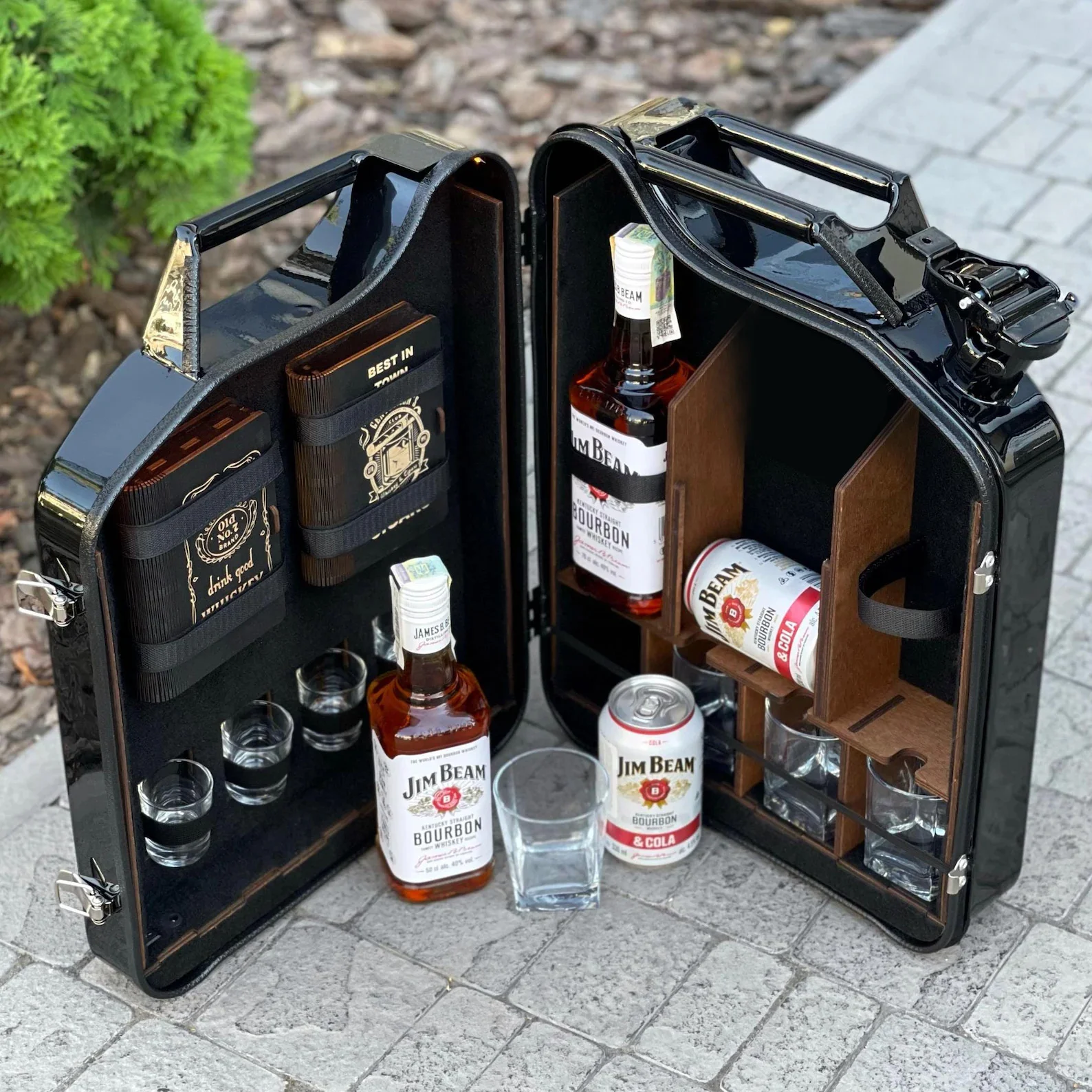 Kanisterbar Minibar 20 L Jim Bean mit Zigarren Box Halb Tür – Bild 3