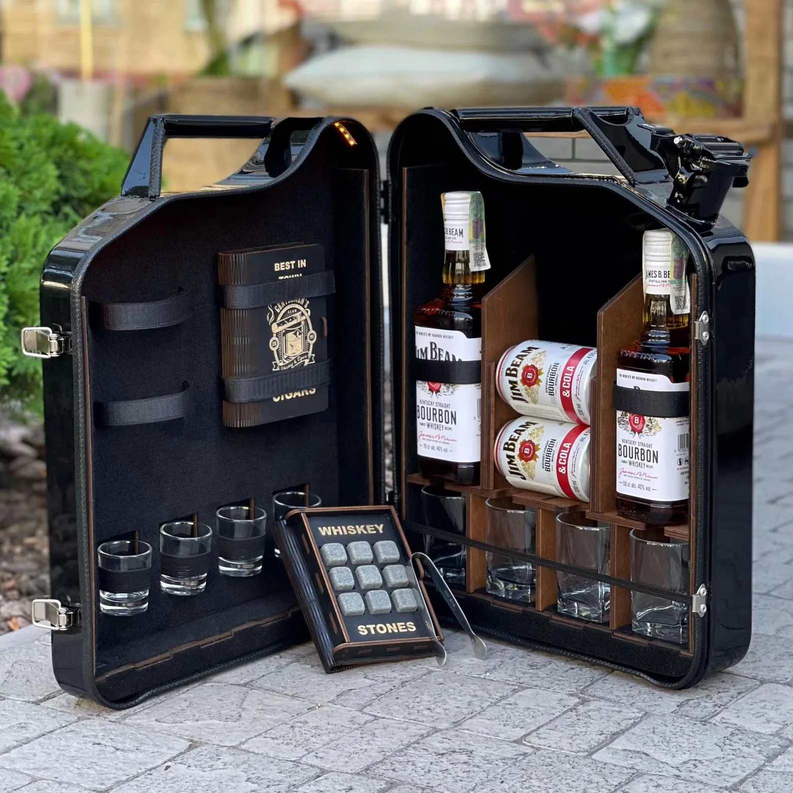 Kanisterbar Minibar 20 L Jim Bean mit Zigarren Box Halb Tür – Bild 4