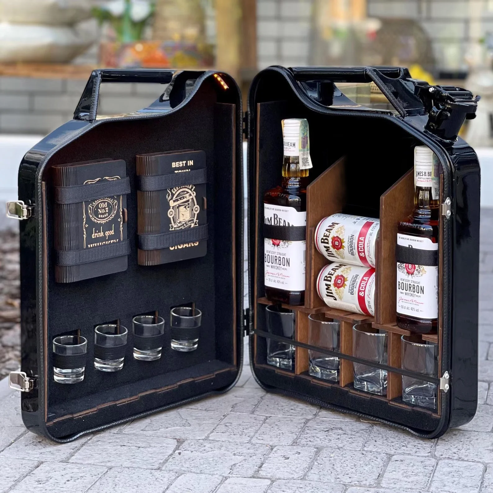 Kanisterbar Minibar 20 L Jim Bean mit Zigarren Box Halb Tür – Bild 5