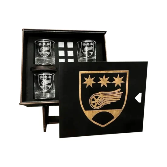 Individuell graviertes Whiskybox-Set - 4 Gläser im Holzetui