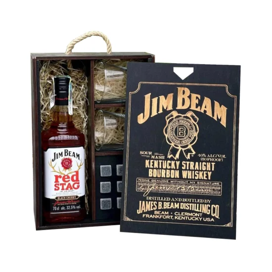 Whisky Box aus Holz Whisky Jim Beam Geschenk für Männer