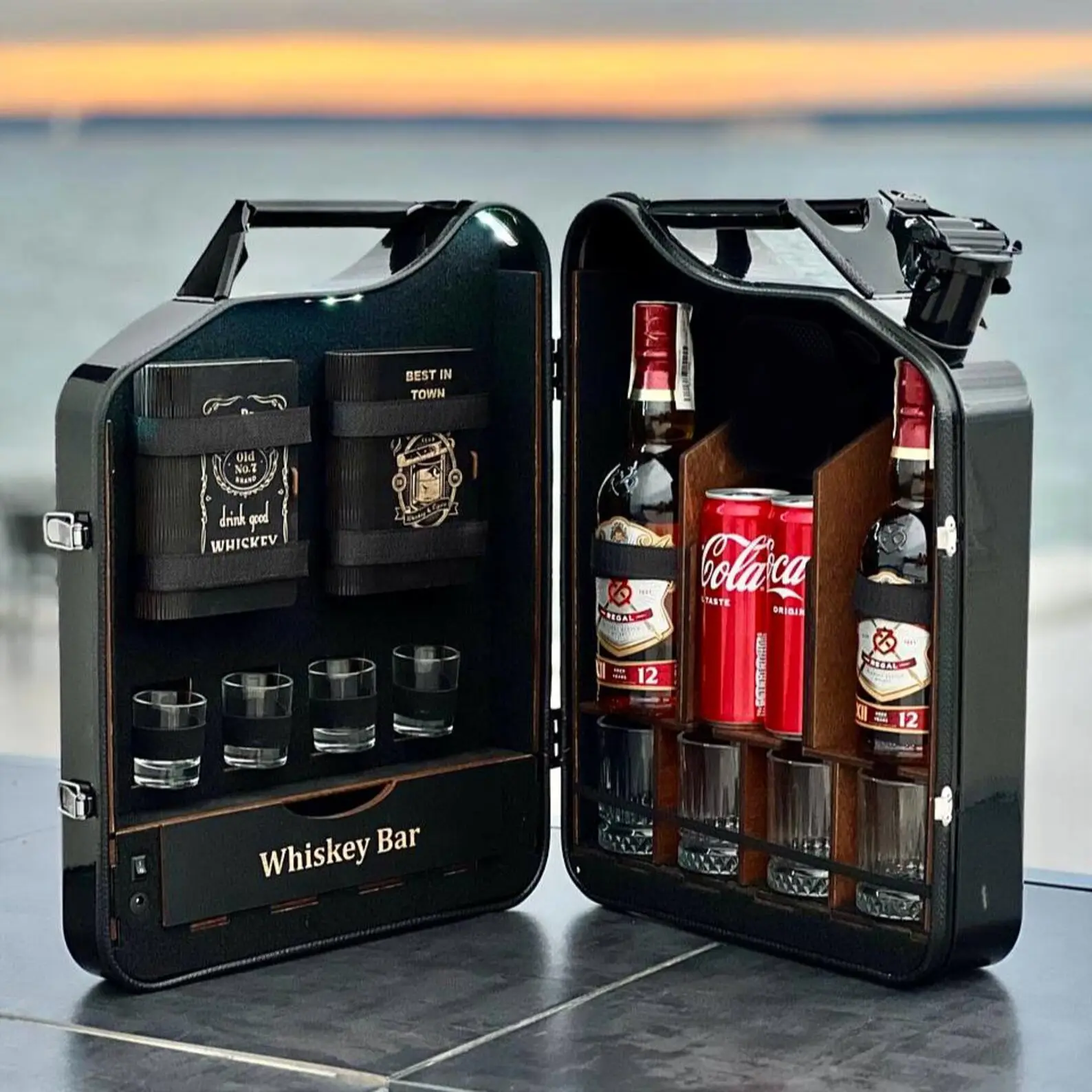 personalisierte kanisterbar mit zigarrenbox