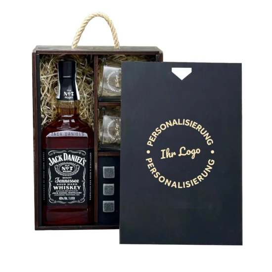 Personalisiertes Whisky Geschenkset - Individuell gravierte Holzkiste - Einzigartiges Geschenk für Männer