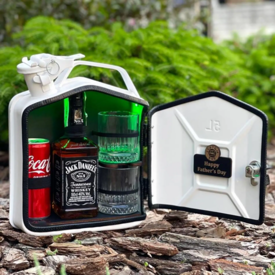 Personalisierte Kanisterbar 5 L Figur Tür mit Logo